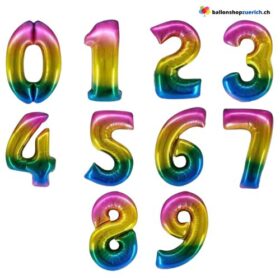 Grosse Folien Luftballons Geburtstag Zahl 0-9 Zahlen Zahlenballons Rainbow