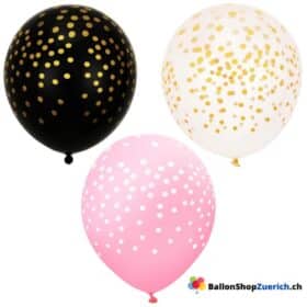 5 Stück Set elegante Punkte Ballons Aufdruck Latex Natur Kautschuk Luftballons Ballon Geburtstagsfeier Hochzeit Dekorationen Rosa Pink oder Schwarz