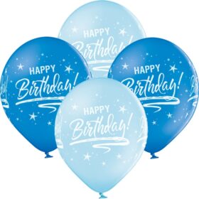 6 Stück Set "Happy Birthday" Blau / Hellblau Latex Natur Kautschuk Luftballons Ballon Kinder Geburtstagsfeier Dekorationen Party