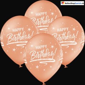 6 Stück Set "Happy Birthday" Perl Rosegold Halbtransparent Latex Natur Kautschuk Luftballons Ballon Kinder Geburtstagsfeier Dekorationen Party