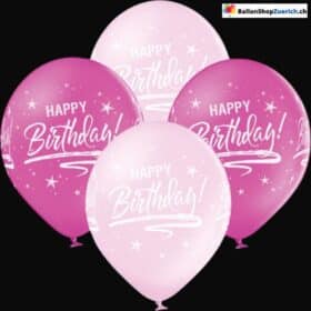 6 Stück Set "Happy Birthday" Pink / Hellpink Latex Natur Kautschuk Luftballons Ballon Kinder Geburtstagsfeier Dekorationen Party