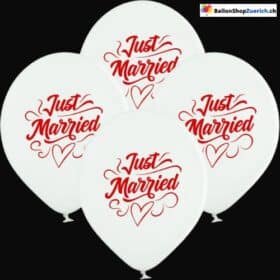 Juego de 6 globos de látex blanco "Recién Casados" de caucho natural para bodas infantiles, decoración de ceremonias civiles y fiestas