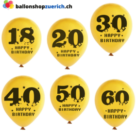 5er Set, Happy Birthday Geburtstag Party Luftballons Geburtstags Dekoration, Latex Ballons, 16.,18.,20., 30., 40., 50., 60., 70., 80., 90., Geburtstag, Alt, Jahre