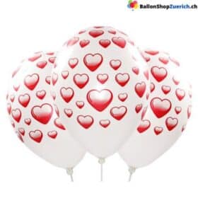 6 Stück Set "rote Herzchen" Latex Natur Kautschuk Luftballons Ballons Hochzeit Valentinstag Heirat Heiratsantrag Love Liebe Dekorationen Party