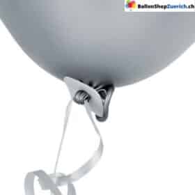 50 Luftballon Schnellverschluss Schnellverschlüsse mit Band Silber