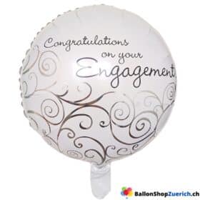 "Gratulation on your Engagement" Herzlichen Glückwunsch zu Ihrem Engagement Erfolg Folien Ballon - Heliumballon