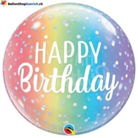 Grosser Happy Birthday Luftballon Heliumballon - Regenbogen Bubble Folie Bubble Transparent