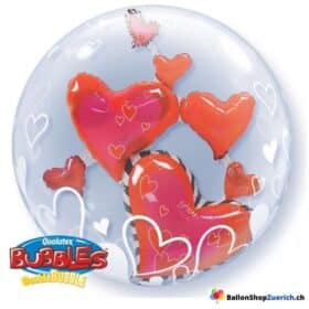 Grosser Transparenter Bubble Ballon mit Herz Ballon Füllung Hochzeit Geburtstag Party Luftballons Valentinstag