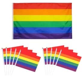 Drapeaux arc-en-ciel LGBTE*, petits drapeaux à main sur bâtonnet, décorations et accessoires pour les fêtes arc-en-ciel de la Fierté Gay