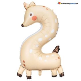 Grosser Luftballon Zahl 2 Reh Tier Geburtstag Happy Birthday Zahl farbiger Heliumballo