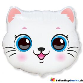 Luftballon Katze weiss Folie Tier Heliumballon Kinder Party Geburtstag Dekoration