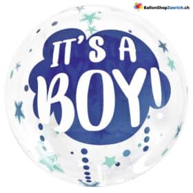 Большой прозрачный воздушный шар-пузырь «Это мальчик» для украшения детей