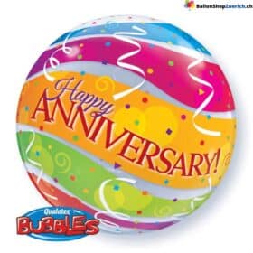 Luftballon HAPPY ANNIVERSARY - FROHES JUBILÄUM grosser Transparenter Bubble Ballon Party