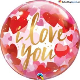 Luftballon I Love You grosser Transparenter Bubble Ballon Herze Rot Pink Gold Hochzeit Geburtstag Party Valentinstag Liebe