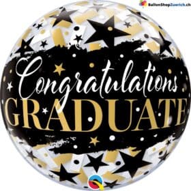 Balloon GRADUATE BLACK STARS Congratulations large bubble balloon helium balloon graduation Congratulations graduation ceremony exam high school diploma studies
