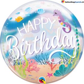 Luftballon grosser Happy Birthday Wasser Meer Meerjungfrau Fische Heliumballon - Bubble Bubble Transparent MERMAID