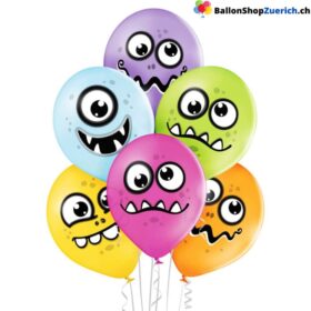 6 Stück Set bunte "Monster" Carton Latex Natur Kautschuk Luftballons Ballons Kinderballons Dekorationen Party