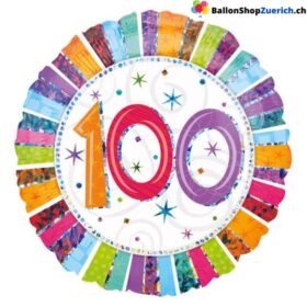 Luftballon Zahl 100 Jahre Prismatic glänzend Bunt Dekoration Happy Birthday Geburtstag Party Heliumballon Jubiläum