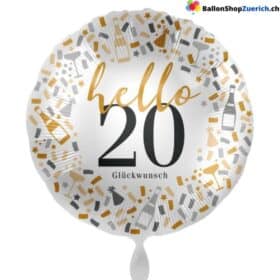 Globo número 20, hola, felicitaciones, decoración, feliz cumpleaños, fiesta de cumpleaños, globo de helio, aniversario