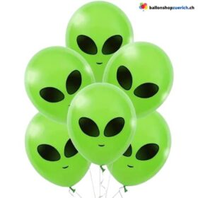 6 Stück Set Grüne Aliens Space Heliumballon