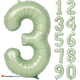 Grosse Folien Luftballons Geburtstag Zahl 0-9 Pastell Grün Zahlenballons
