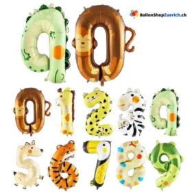 Kinder Party Tiere Zahlenballon Heliumballon grosse Folie Luftballone Geburtstag Zahl 0-9