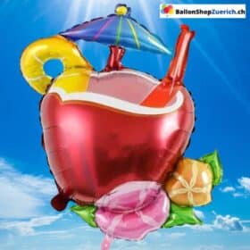 Kokosnuss Milch Cocktail Glas Sonnenschirm Sommer Party Fest Birthday Folie Luftballon Geburtstag Heliumballon1