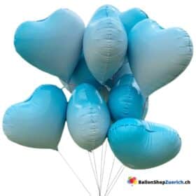 Luftballon Herz Blau mit weissem Farbverlauf Medium Folie Heliumballon - Liebe Hochzeit Geburtstag Party Luftballons Valentinstag
