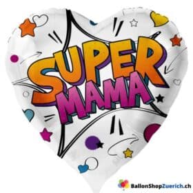 Luftballon Herzballon Super Mama Folie-Jumbo Geburtstag Valentinstag Muttertag Party Heliumballon