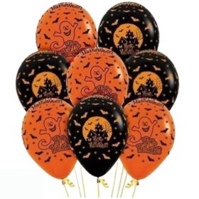 Set 6 Stück Halloween Kürbis Geist Schloss Luftballons Heliumballons Dekoration Party