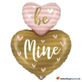 Luftballon Doppel Herzballon - be Mine - Love Liebe Verlobung Marry me Hochzeit Geburtstag Valentinstag Party für Deinen Schatz Folie Heliumballon