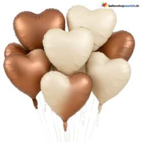 Luftballon Herz Elfenbein-Milch-Weiss, Bronze oder Caramel-Aprikose Medium Folie