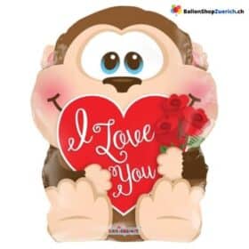 Luftballon - I Love You Herz Affe Schimpanse - Love Liebe Verlobung Marry me Hochzeit Geburtstag Valentinstag Party für Deinen Schatz Folie Heliumballon