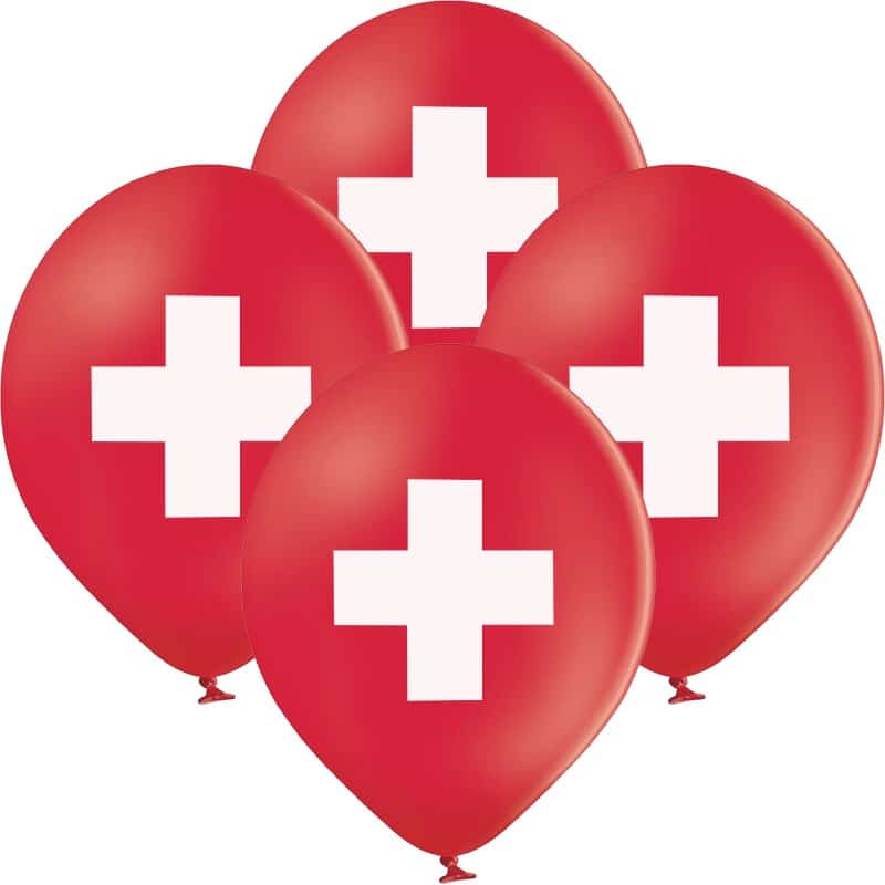 Schweizerkreuz 1. August Schweiz Nationalfeiertag Latex Kautschuk Ballon Party 10er Set