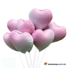 Luftballon Herz Pink mit weissem Farbverlauf Medium Folie Heliumballon - Liebe Hochzeit Geburtstag Party Luftballons Valentinstag