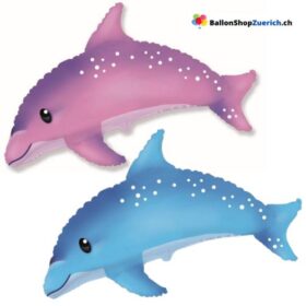 Delfin Rosa oder Blau mit Punkten Folie Heliumballon Geburtstagsfeier Dekoration Kinder Fisch Meer Ferien Party Pink oder Blau Luftballon
