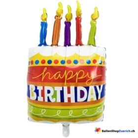 Большой торт «С днем ​​рождения», свечи, воздушные шары, детский день рождения, гелиевый шар