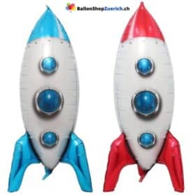 Rakete Rot oder Blau - Weltall Raumschiff Space Geburtstag Party Ballon Folienballon Dekoration Kinder Luftballon