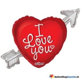 Luftballon I Love You Pfeil Herzballon - Love Liebe Verlobung Marry me Hochzeit Geburtstag Valentinstag Party für Deinen Schatz Folie Heliumballon