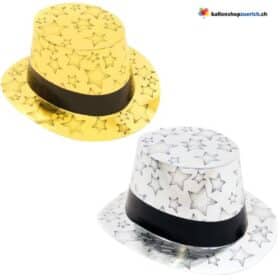 Sternen Zylinder glänzend Gold oder Silber - Party, Weihnachten, Sylvester