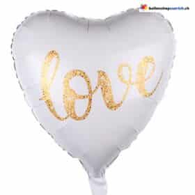 Love Herz Folienballon Weiss Gold