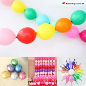 Luftballone Set - 15cm oder 30cm Schwanz Luftballons - viele verschiedene Farben, Pastell, Chrom Metallic
