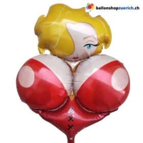 Gros seins, femme plantureuse, blonde, enterrement de vie de jeune fille, ballon en aluminium, soirée, décoration, ballon Willy, fête nocturne, ballon