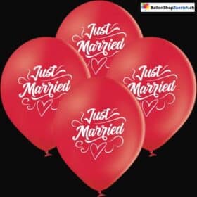 Juego de 6 globos de látex rojo "Recién Casados" de caucho natural, ideales para bodas, decoración de registro civil y fiestas