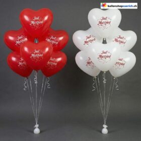 Just Married Herz Ballon Rot Weiss 6-Set