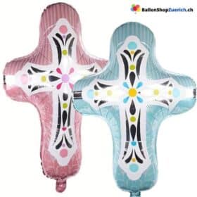Palloncino a forma di croce rosa o blu per battesimo, palloncino in lamina, cristiano cattolico, culto, preghiera, matrimonio, celebrazione, funerale, commemorazione