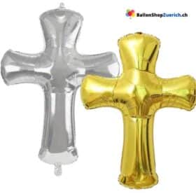 Palloncino a forma di croce in argento o oro, per battesimo, cristiano, cattolico, culto, preghiera, matrimonio, celebrazione, funerale, commemorazione