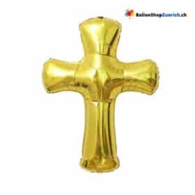 Palloncino a forma di croce in argento o oro, per battesimo, cristiano, cattolico, culto, preghiera, matrimonio, celebrazione, funerale, commemorazione