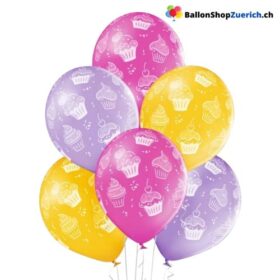Set 6 Stück Eis Glaces Cupcakes Desert Luftballons Dekoration Geburtstag Kinder Latex Ballons Party