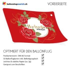 50 balloon flight cards WEDDING WISHES Red roses
